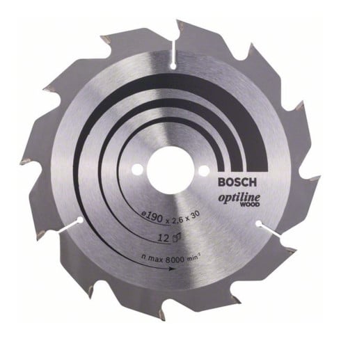 Bosch cirkelzaagblad Optiline Wood voor handcirkelzagen 190 x 30 x 2,6 mm 12