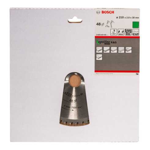 Bosch cirkelzaagblad Optiline Wood voor afkort- en verstekzagen 210 x 30 x 2,0 mm 48