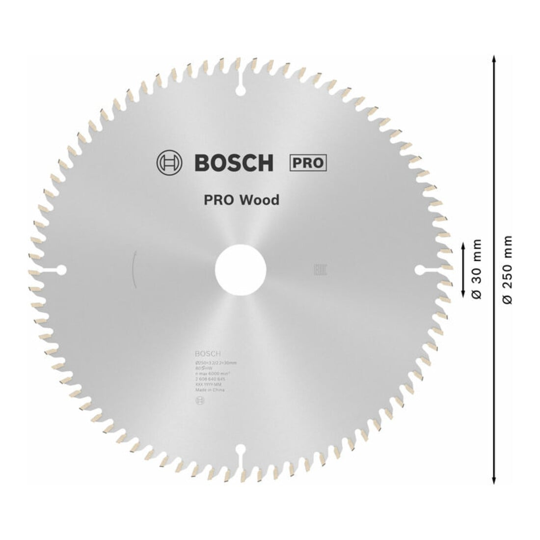 Bosch cirkelzaagblad Optiline Wood voor afkort- en verstekzagen 250 x 30 x 3,2 mm 80