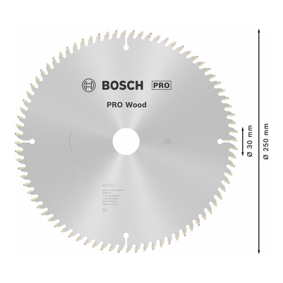 Bosch cirkelzaagblad Optiline Wood voor afkort- en verstekzagen 250 x 30 x 3,2 mm 80