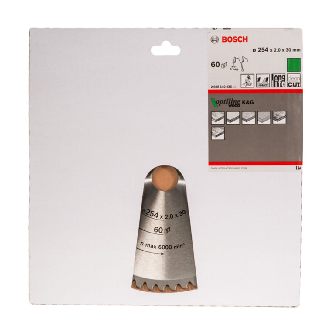 Bosch cirkelzaagblad Optiline Wood voor afkort- en verstekzagen 254 x 30 x 2,0 mm 60