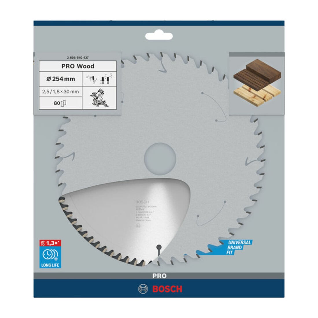 Bosch cirkelzaagblad Optiline Wood voor afkort- en verstekzagen, 254 x 30 x 2,5 80 WZ/N