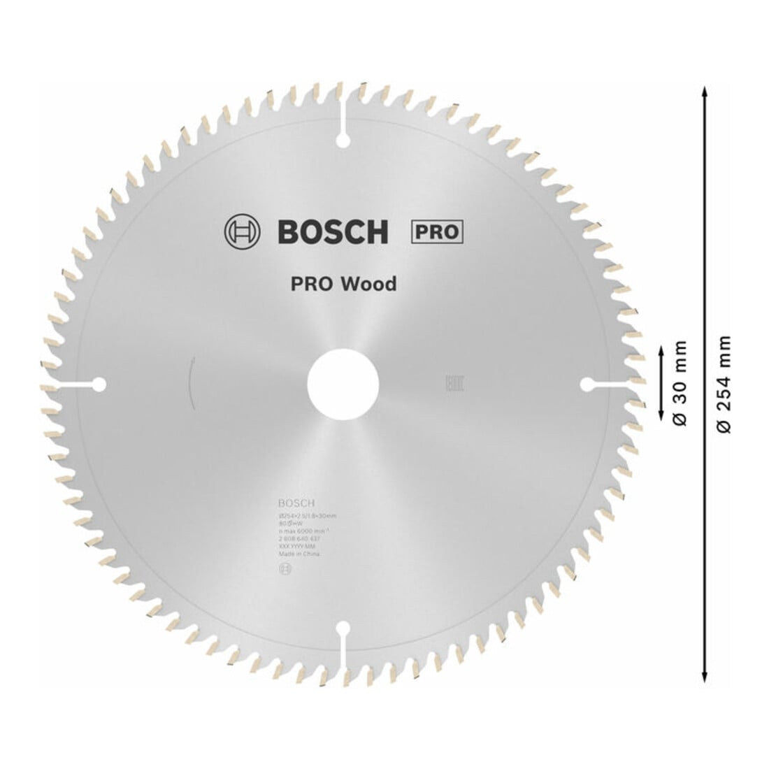 Bosch cirkelzaagblad Optiline Wood voor afkort- en verstekzagen, 254 x 30 x 2,5 80 WZ/N