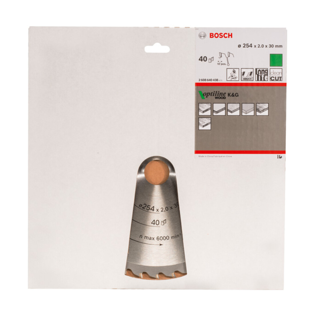 Bosch cirkelzaagblad Optiline Wood voor afkort- en verstekzagen, 254 x 30 x 2 mm 40 WZ/P