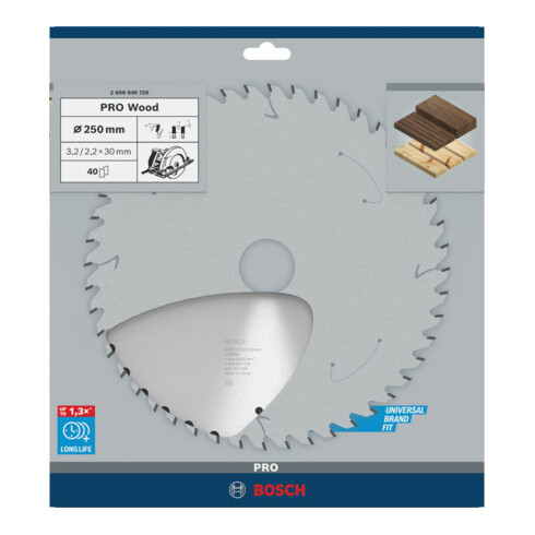 Bosch cirkelzaagblad Optiline Wood voor cirkelzagen 250 x 30 x 3,2 mm 40
