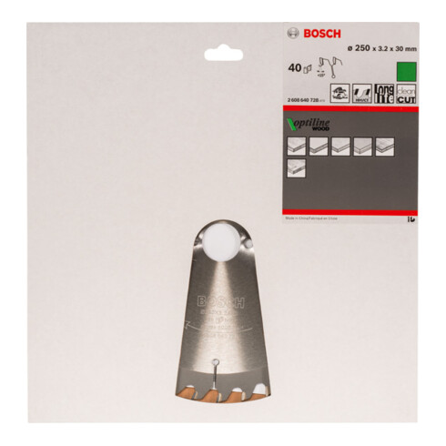 Bosch cirkelzaagblad Optiline Wood voor cirkelzagen 250 x 30 x 3,2 mm 40
