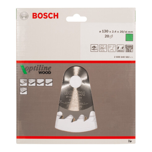 Bosch cirkelzaagblad Optiline Wood voor handcirkelzagen 130 x 20/16 x 2,4 mm 20