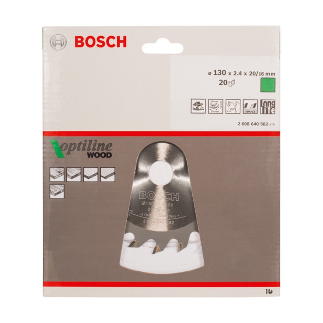 Bosch cirkelzaagblad Optiline Wood voor handcirkelzagen 130 x 20/16 x 2,4 mm 20