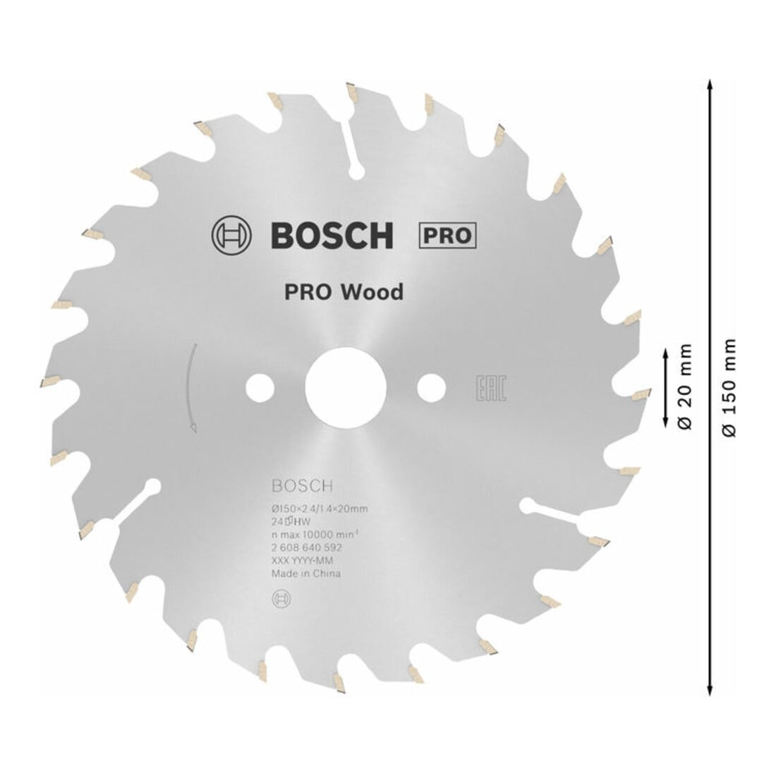 Bosch cirkelzaagblad Optiline Wood voor handcirkelzagen 150 x 20/16 x 2,4 mm 24
