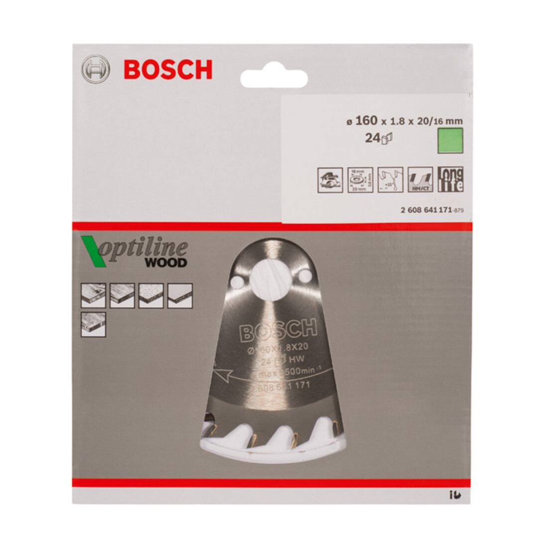 Bosch cirkelzaagblad Optiline Wood voor handcirkelzagen 160 x 20/16 x 1,8 mm 24