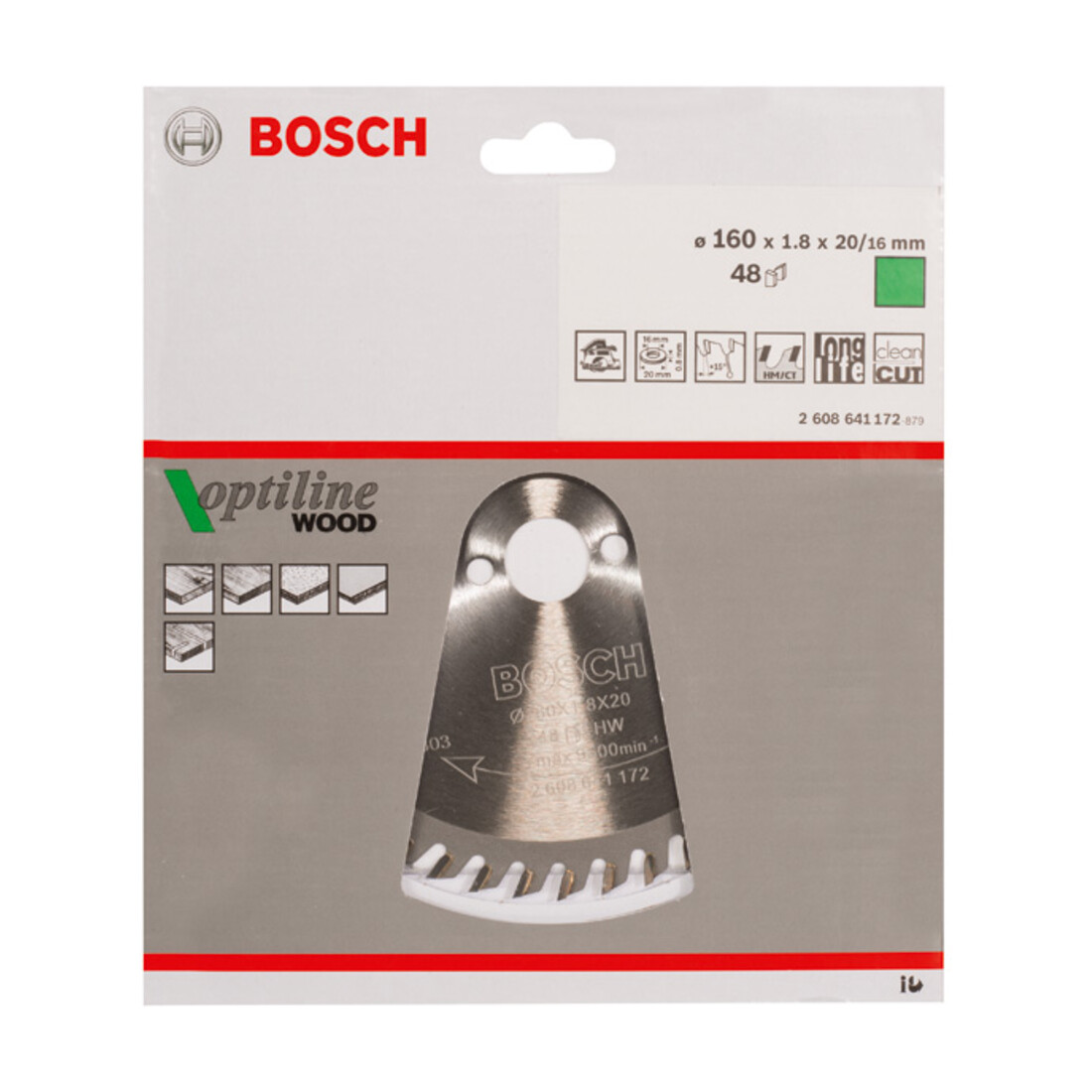 Bosch cirkelzaagblad Optiline Wood voor handcirkelzagen 160 x 20/16 x 1,8 mm 48
