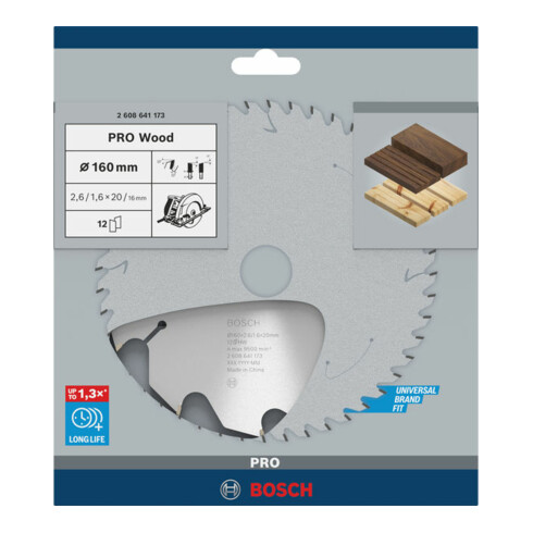 Bosch cirkelzaagblad Optiline Wood voor handcirkelzagen 160 x 20/16 x 2,6 mm 12