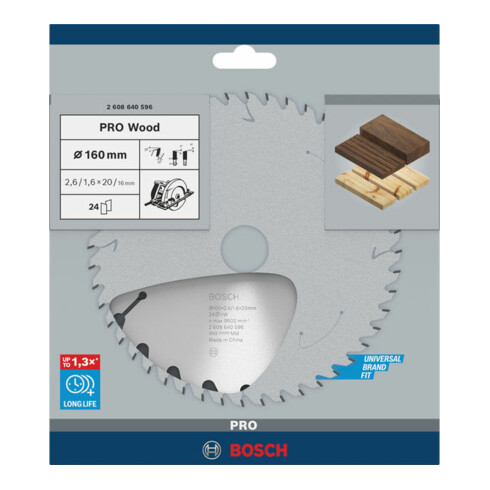 Bosch cirkelzaagblad Optiline Wood voor handcirkelzagen 160 x 20/16 x 2,6 mm 24