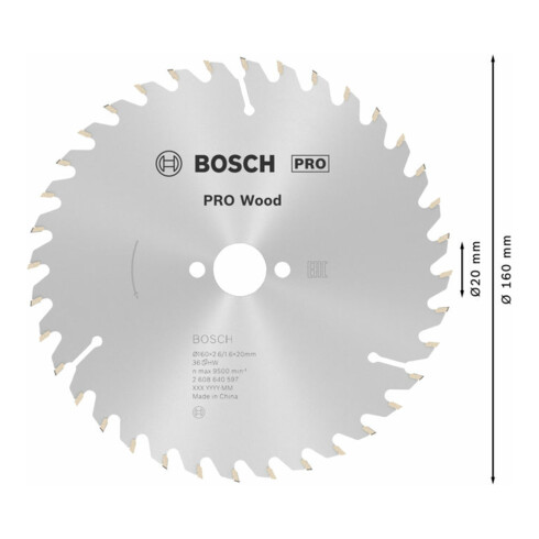 Bosch cirkelzaagblad Optiline Wood voor handcirkelzagen 160 x 20/16 x 2,6 mm 36