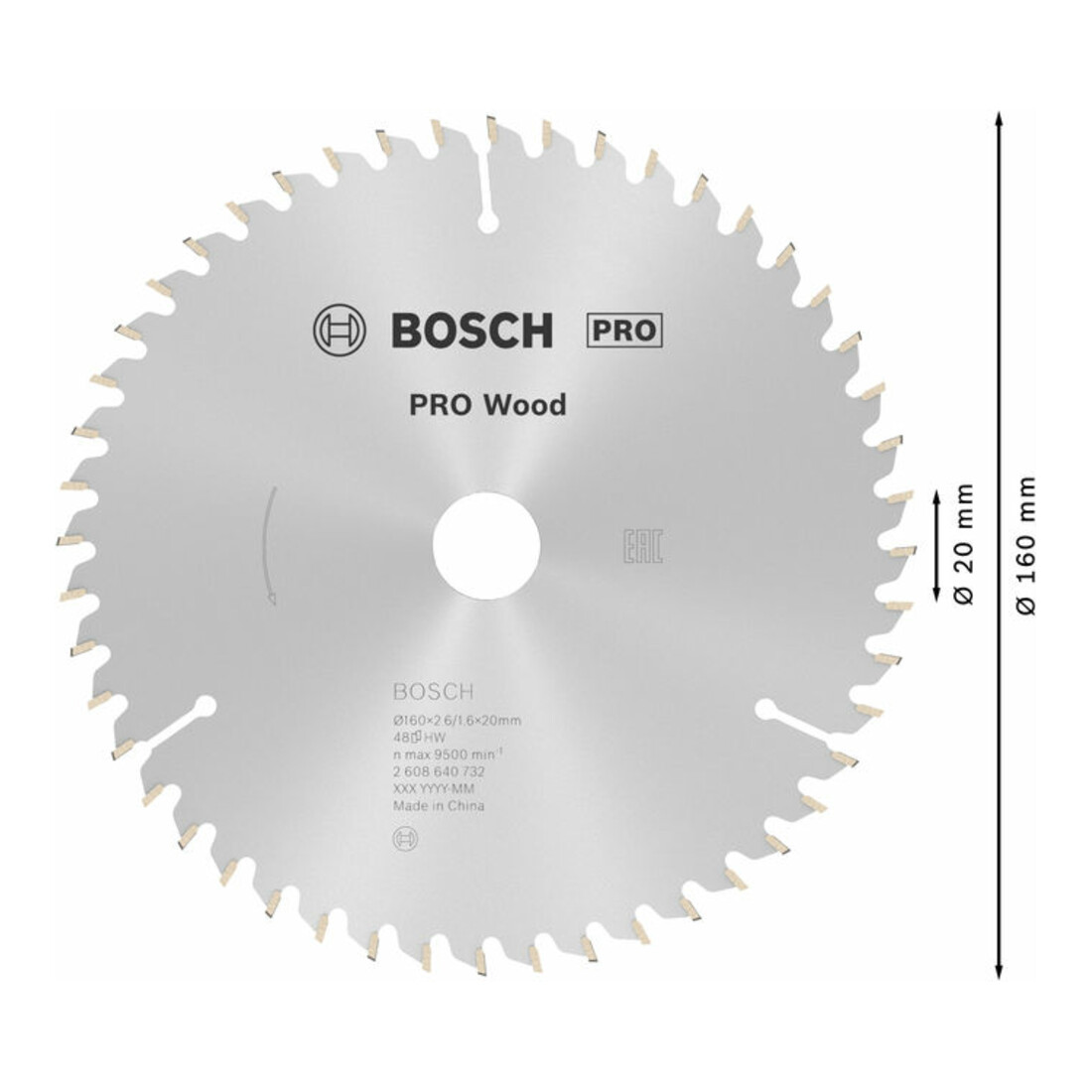 Bosch cirkelzaagblad Optiline Wood voor handcirkelzagen 160 x 20/16 x 2,6 mm 48