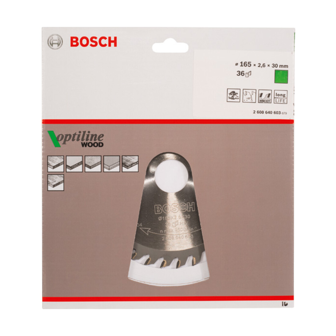 Bosch cirkelzaagblad Optiline Wood voor handcirkelzagen 165 x 30 x 2,6 mm 36