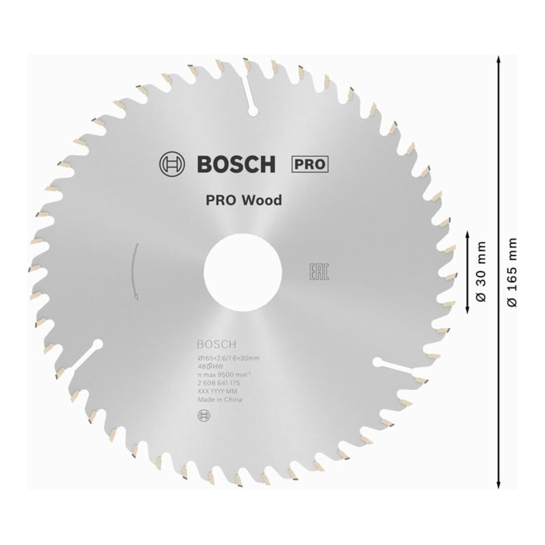 Bosch cirkelzaagblad Optiline Wood voor handcirkelzagen 165 x 30 x 2,6 mm 48