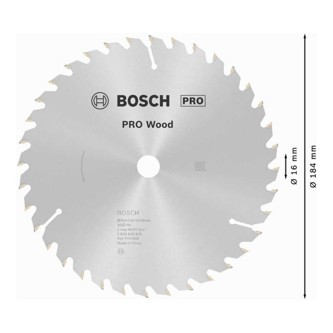 Bosch cirkelzaagblad Optiline Wood voor handcirkelzagen 184 x 16 x 2,6 mm 36