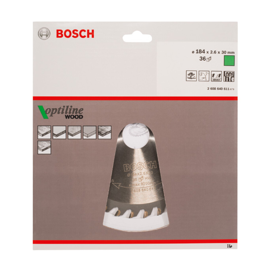 Bosch cirkelzaagblad Optiline Wood voor handcirkelzagen 184 x 30 x 2,6 mm 36