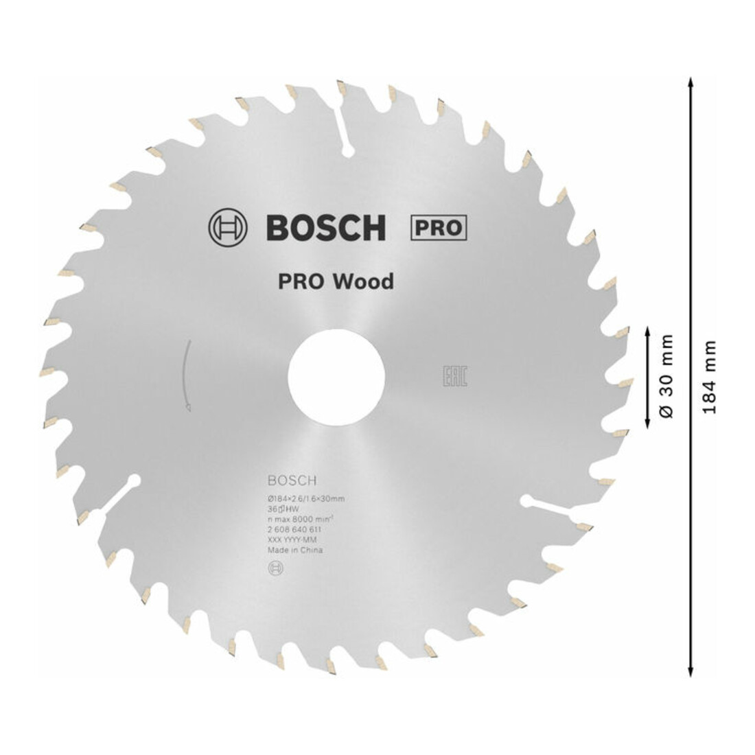 Bosch cirkelzaagblad Optiline Wood voor handcirkelzagen 184 x 30 x 2,6 mm 36
