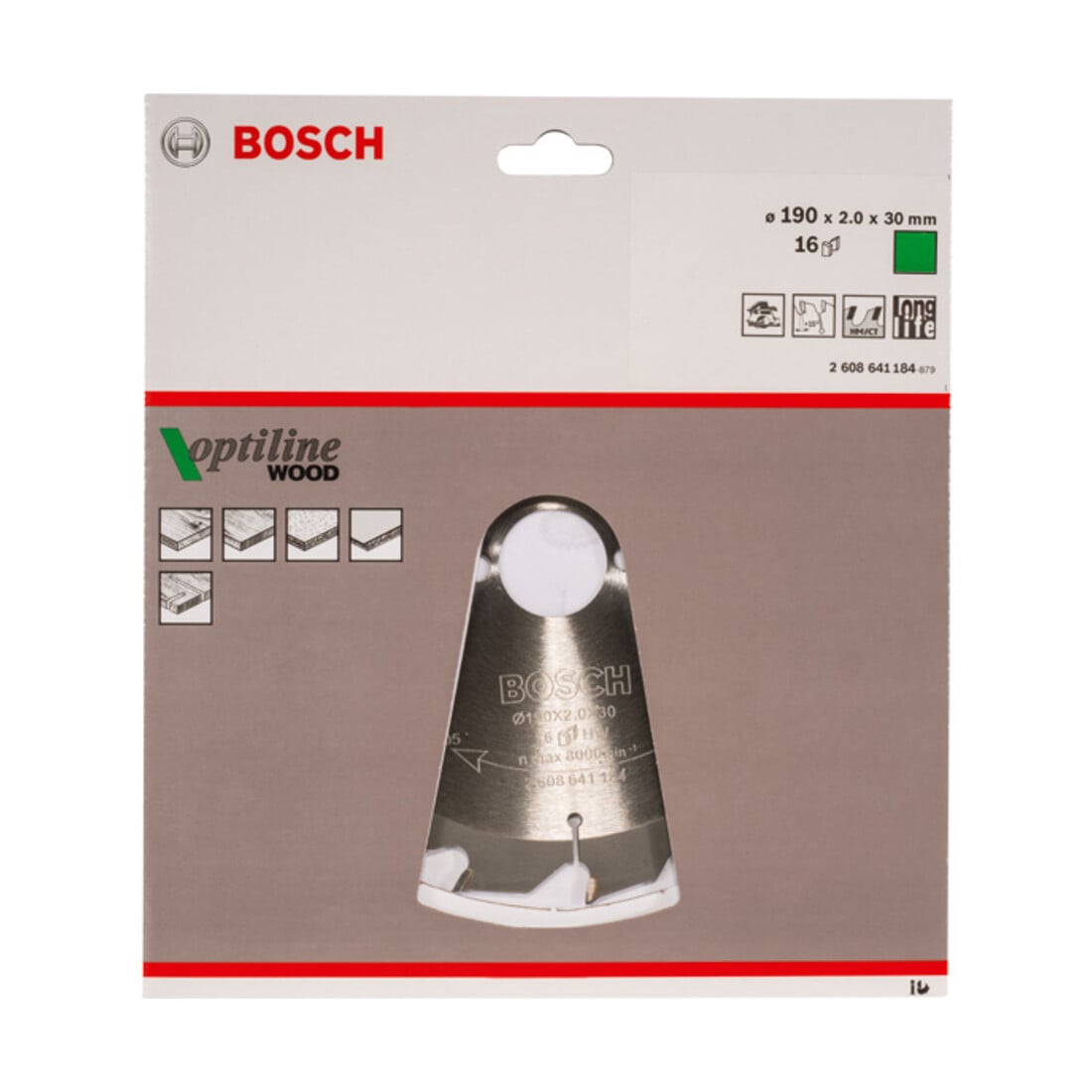 Bosch cirkelzaagblad Optiline Wood voor handcirkelzagen 190 x 30 x 2,0 mm 16