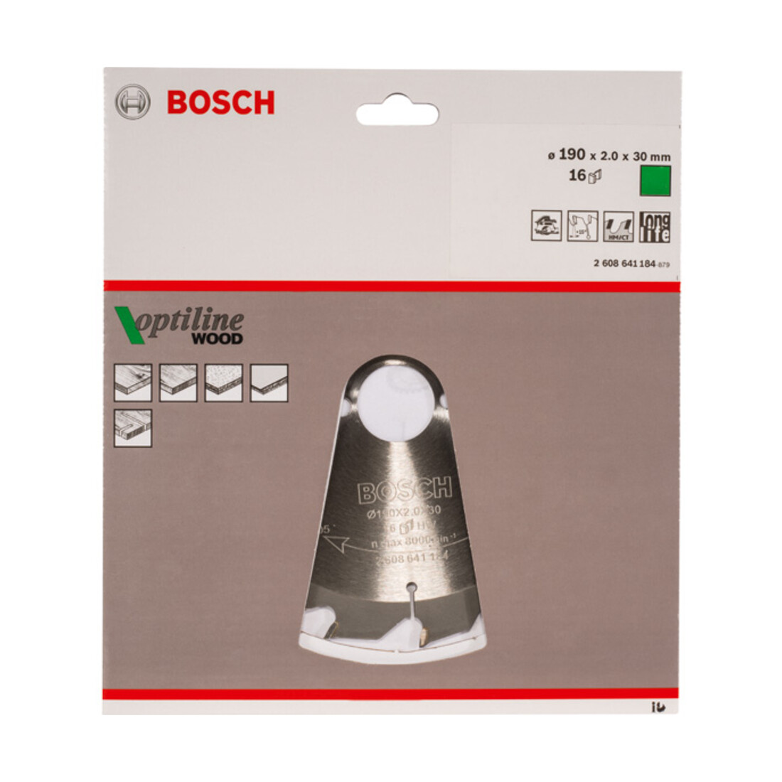 Bosch cirkelzaagblad Optiline Wood voor handcirkelzagen 190 x 30 x 2,0 mm 16