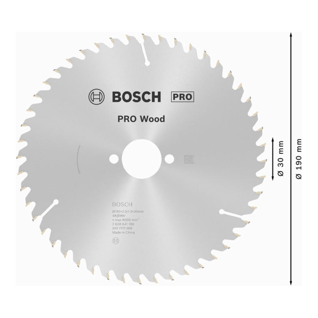 Bosch cirkelzaagblad Optiline Wood voor handcirkelzagen 190 x 30 x 2,0 mm 48