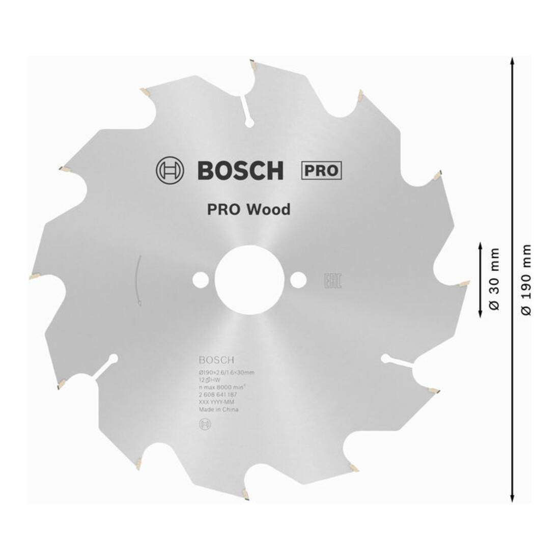 Bosch cirkelzaagblad Optiline Wood voor handcirkelzagen 190 x 30 x 2,6 mm 12