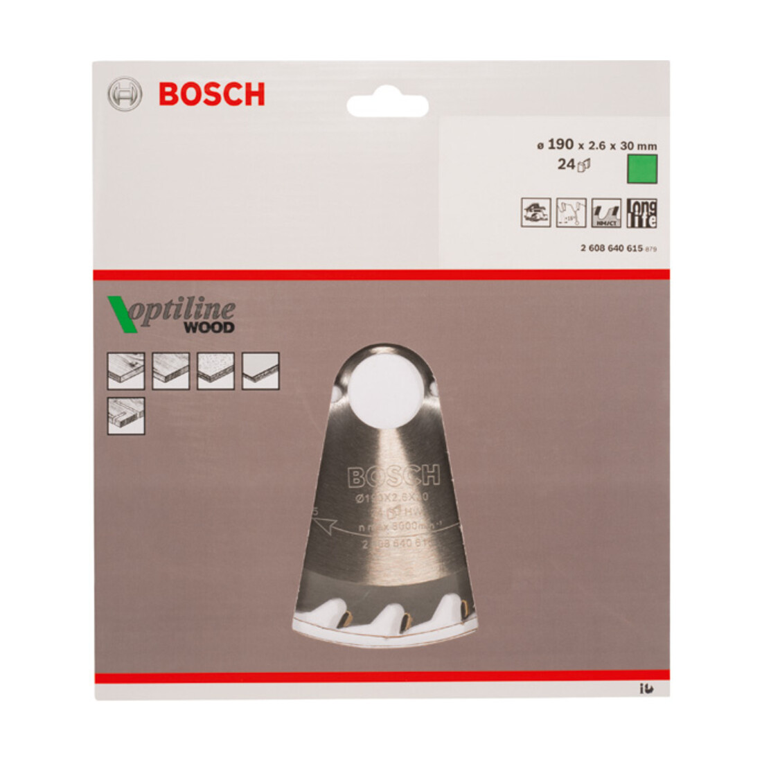 Bosch cirkelzaagblad Optiline Wood voor handcirkelzagen 190 x 30 x 2,6 mm 24