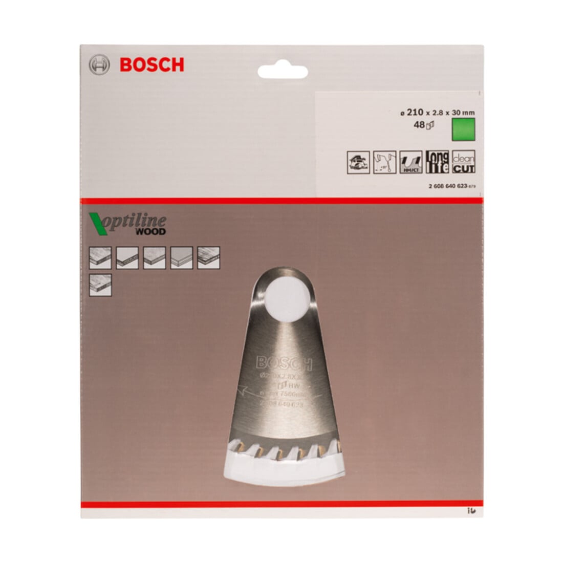 Bosch cirkelzaagblad Optiline Wood voor handcirkelzagen 210 x 30 x 2,8 mm 48