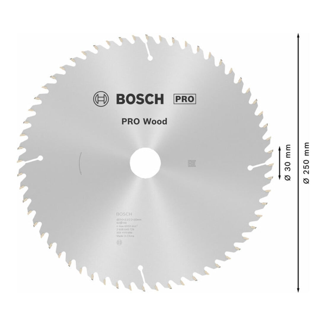 Bosch cirkelzaagblad Optiline Wood voor handcirkelzagen 250 x 30 x 3,2 mm 60