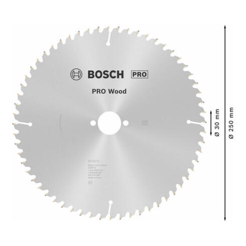 Bosch cirkelzaagblad Optiline Wood voor tafelcirkelzagen 250 x 30 x 3,2 mm 60