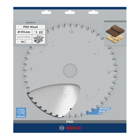 Bosch cirkelzaagblad Optiline Wood voor tafelcirkelzagen 315 x 30 x 3,2 mm 48