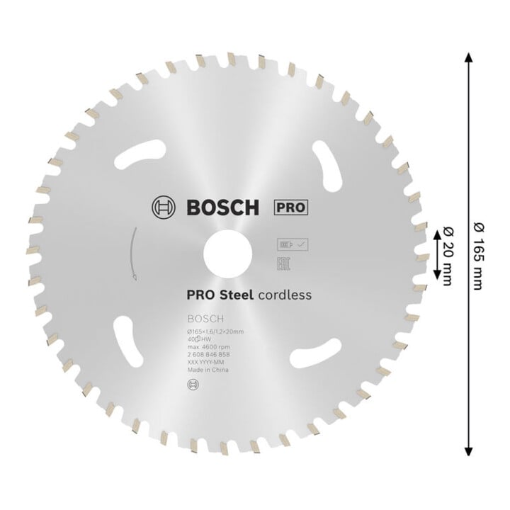 Bosch Cirkelzaagblad PRO Staal Cordless KSB, 165x20mm, T40
