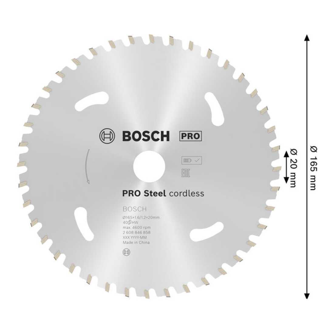 Bosch Cirkelzaagblad PRO Staal Cordless KSB, 165x20mm, T40