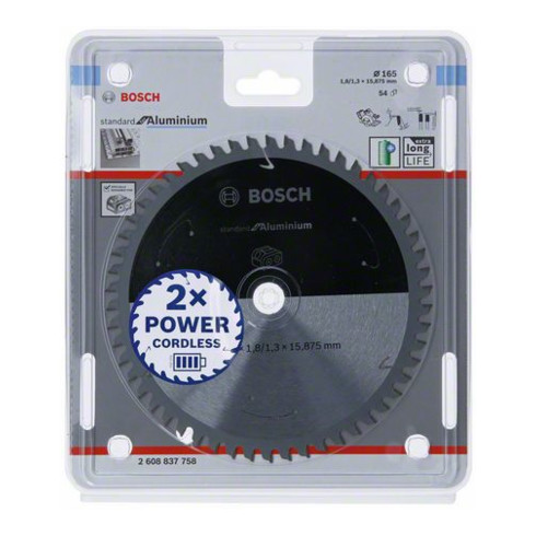 Bosch cirkelzaagblad Standard for Aluminium voor accuzagen 165x1,8/1,3x15,875, 54 tanden
