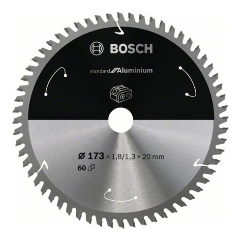 Bosch cirkelzaagblad Standard for Aluminium voor accuzagen 173x1,8/1,3x20, 60 tanden