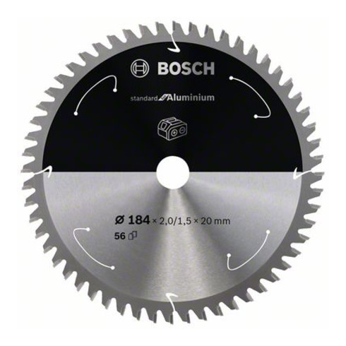 Bosch cirkelzaagblad Standard for Aluminium voor accuzagen 184x2/1,5x20, 56 tanden