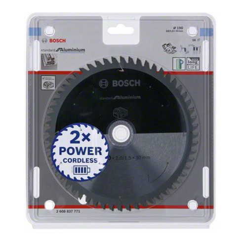 Bosch cirkelzaagblad Standard for Aluminium voor accuzagen 190x2/1,5x30, 56 tanden