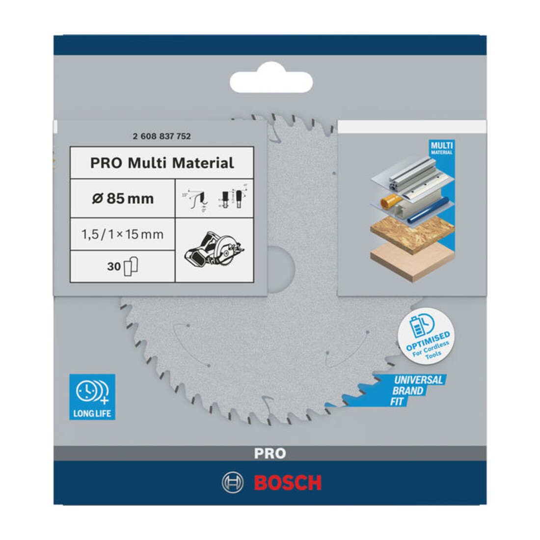 Bosch cirkelzaagblad standaard voor Multi material voor accuzagen 85 x 1,5/1 x 15 30 tanden