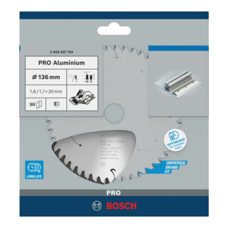 Bosch invalcirkelzaagblad Standard for Aluminium voor accu-invalcirkelzagen en handcirkelzagen en accu-metaalzagen