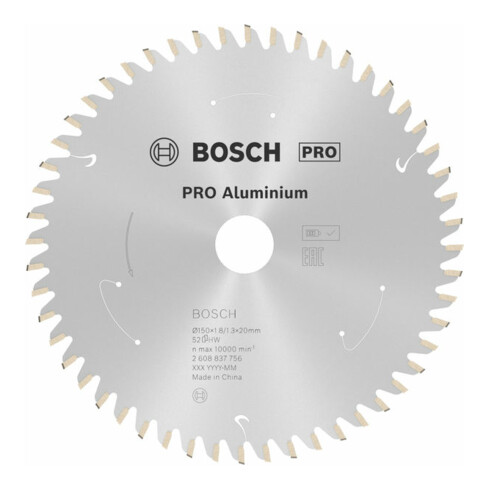 Bosch cirkelzaagblad Standard for Aluminium voor accuzagen 150x1,8/1,3x20, 52 tanden