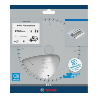 Bosch invalcirkelzaagblad Standard for Aluminium voor accu-invalcirkelzagen en handcirkelzagen en accu-metaalzagen