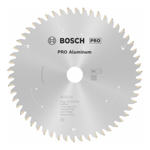 Bosch cirkelzaagblad Standard for Aluminium voor accuzagen 165x1,8/1,3x20, 54 tanden