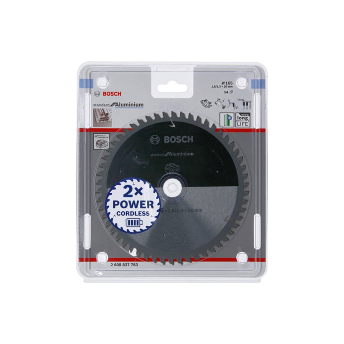 Bosch cirkelzaagblad Standard for Aluminium voor accuzagen 165x1,8/1,3x20, 54 tanden