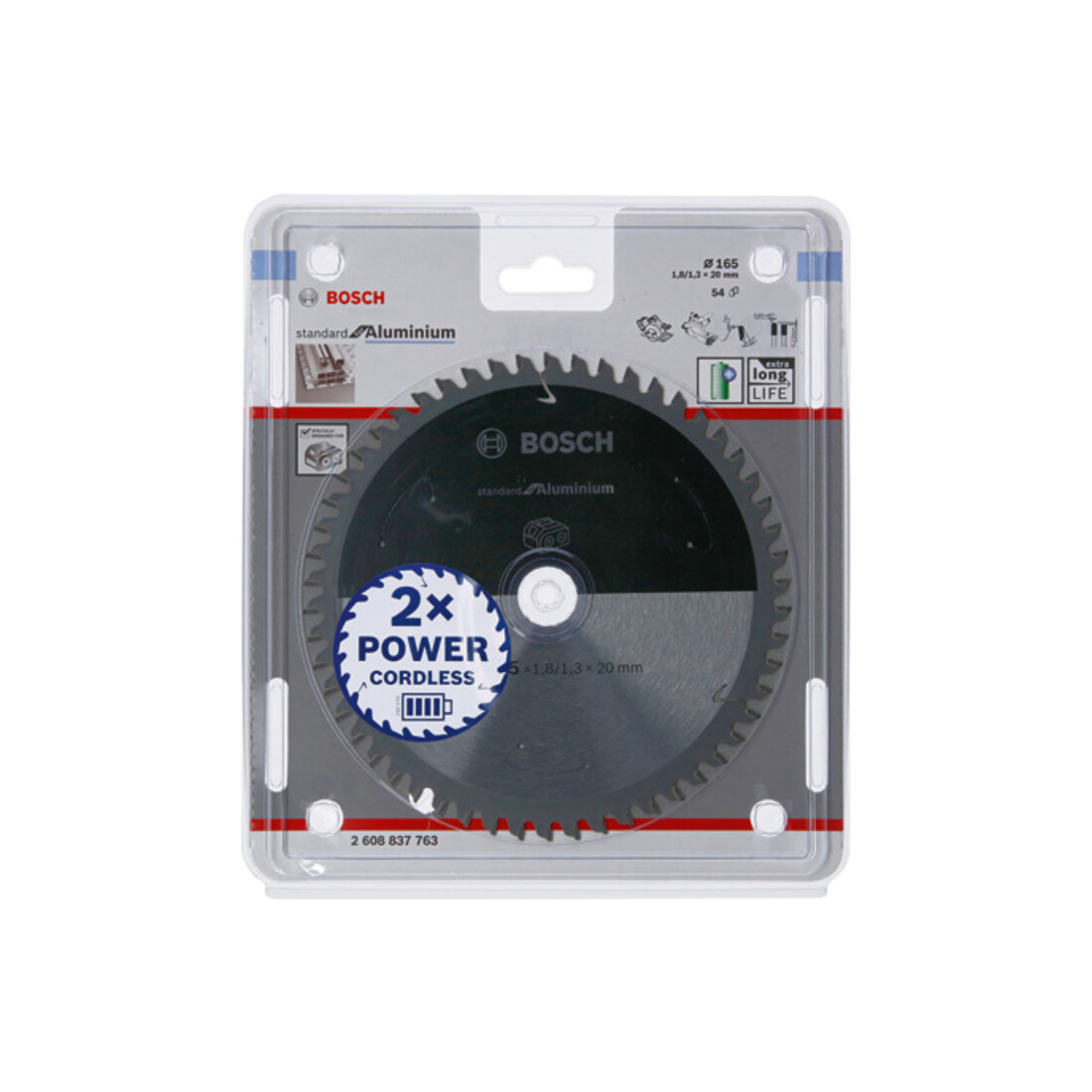 Bosch cirkelzaagblad Standard for Aluminium voor accuzagen 165x1,8/1,3x20, 54 tanden