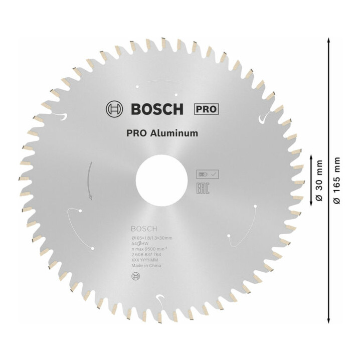 Bosch cirkelzaagblad Standard for Aluminium voor accuzagen 165x1,8/1,3x30, 54 tanden