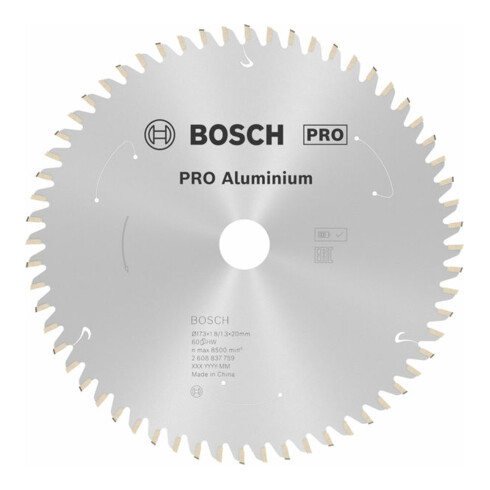 Bosch cirkelzaagblad Standard for Aluminium voor accuzagen 173x1,8/1,3x20, 60 tanden