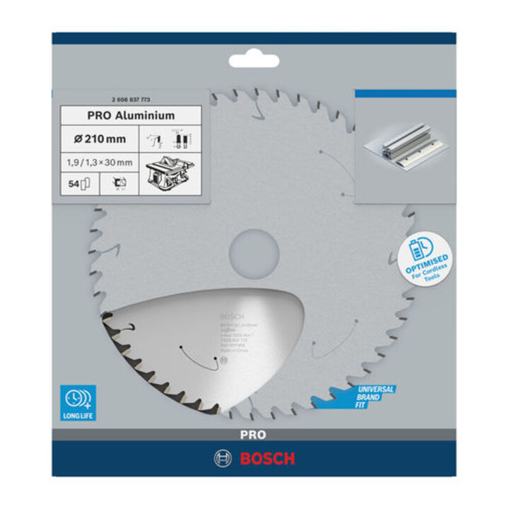 Bosch cirkelzaagblad Standard for Aluminium voor accuzagen 210x1,9/1,3x30, 54 tanden