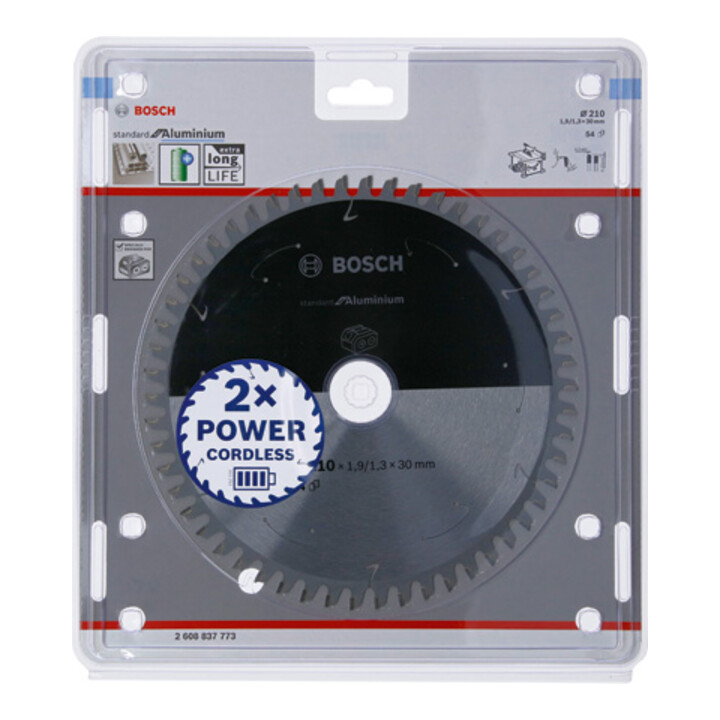 Bosch cirkelzaagblad Standard for Aluminium voor accuzagen 210x1,9/1,3x30, 54 tanden